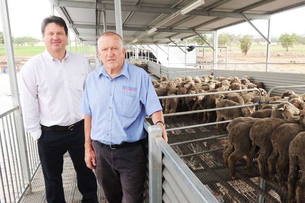 Manildra Meat Company director Peter Millard with chief executive officer Len Jones at the company's Cootamundra abattoir.