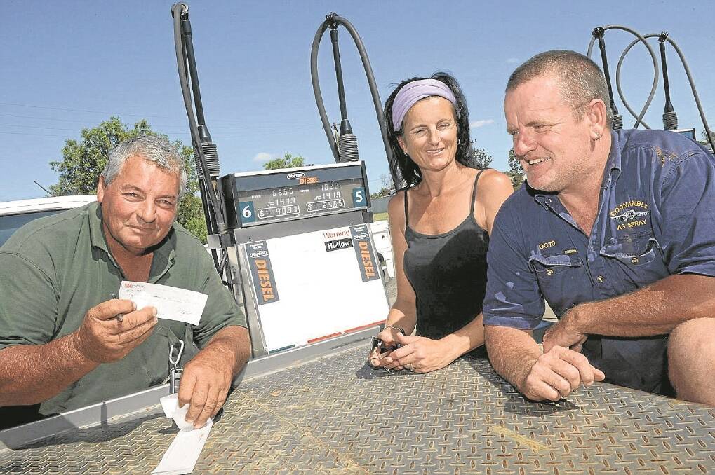 Robert Thomas, wife Shannen, and Rodney Day, "Sperwood", Coonamble, bought diesel for 141.9 cents a litre this week.
