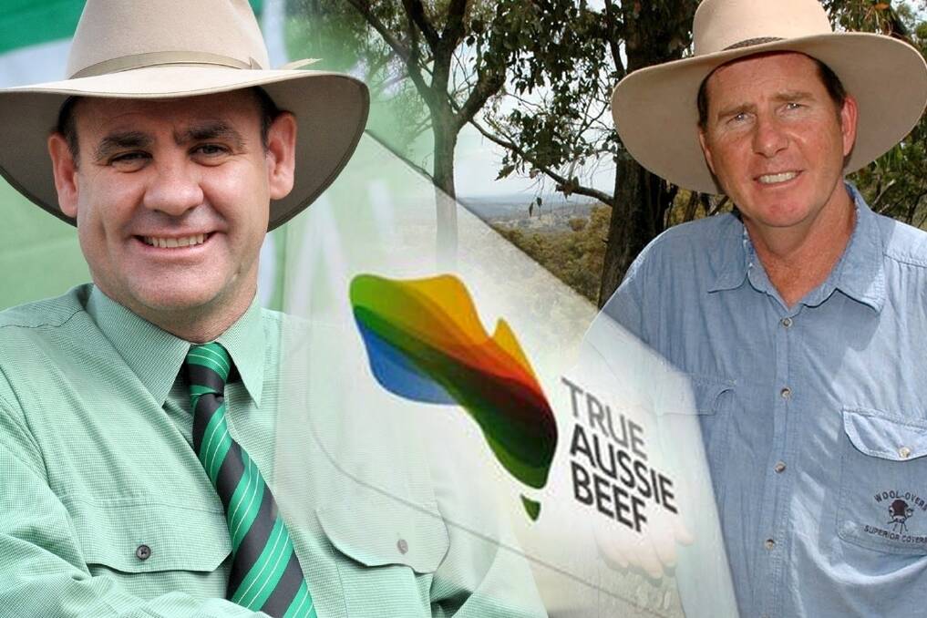 MLA managing director Richard Norton (left) and NFF president Brent Finlay want to expand the 'True Aussie' brand to cover all Australian agricultural produce.