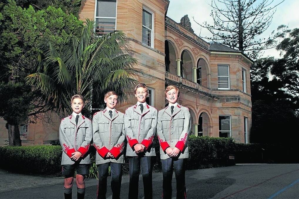 Royal blood: Anzac descendants who attend The Kings School, Lachlan Gay, Angus Arnott, William Bucknell and Charles Rutledge.