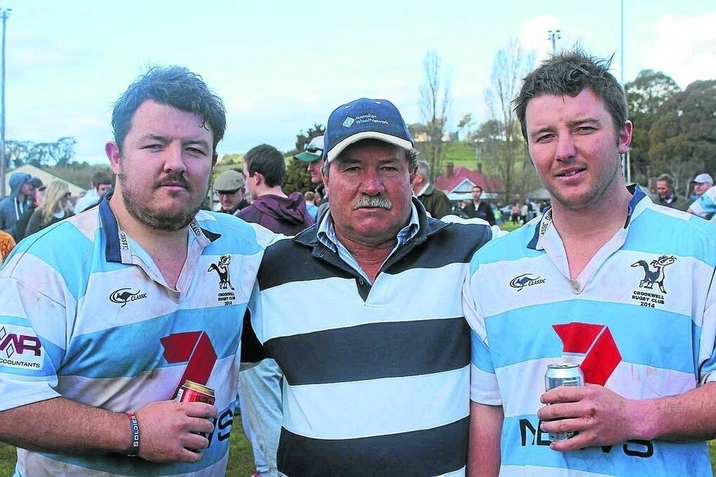 Michael Kensit, Crookwell, original player of the Dogs, with this two sons Dean (on left) and Scott (on right). Photo: Kristen Frost