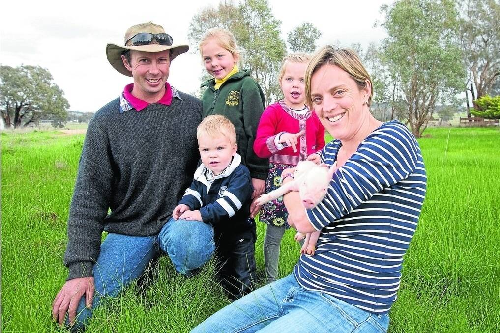 Edwina and Michael Beveridge, Blantyre Farms, Young, with their children, Alice, 7; Sophie, 5, and Sam, 3.