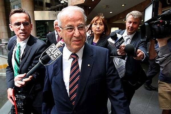 Eddie Obeid fronts the media outside an ICAC hearing.