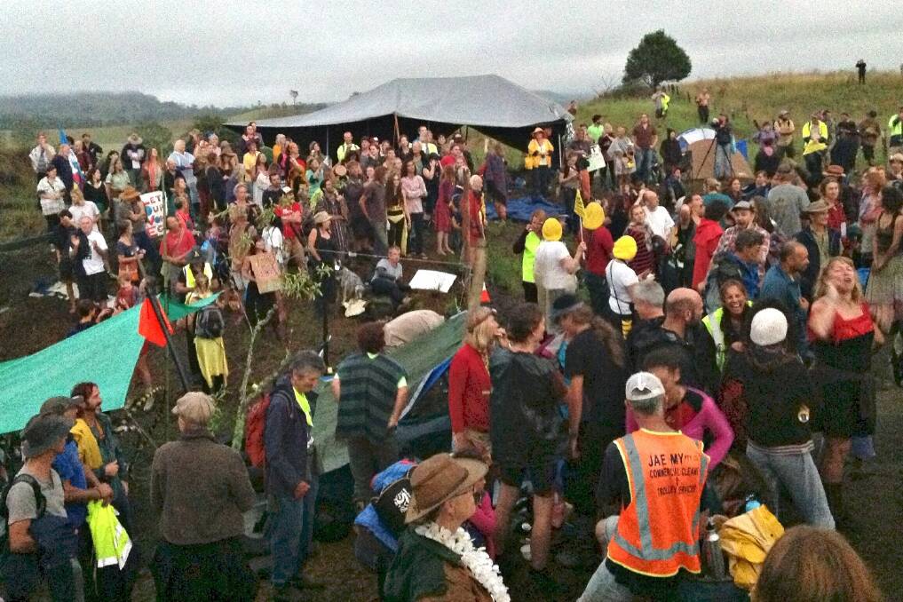 Protesters at the blockade of Metgasco's drilling site at Bentley, near Lismore.