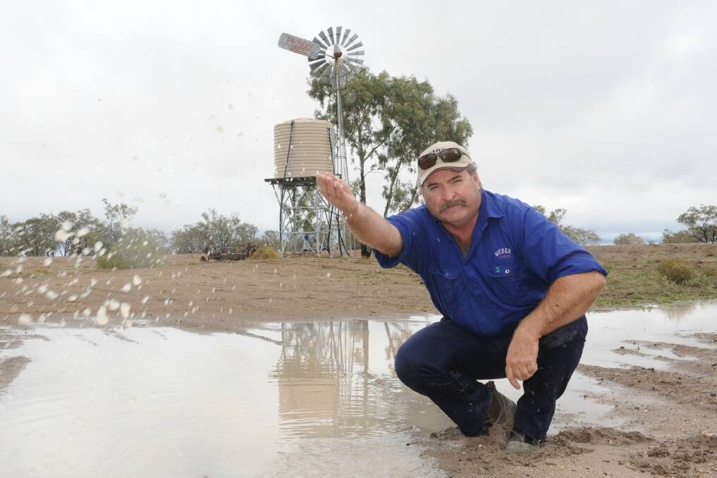 Walgett mixed farmer Greg Weber welcomes the rain, although much more is needed to break the drought.