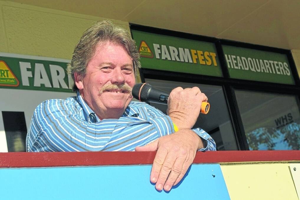 Renowned bush broadcaster Neale Stuart hard at work on the microphone during CRT FarmFest in Toowoomba, Queensland, last month.