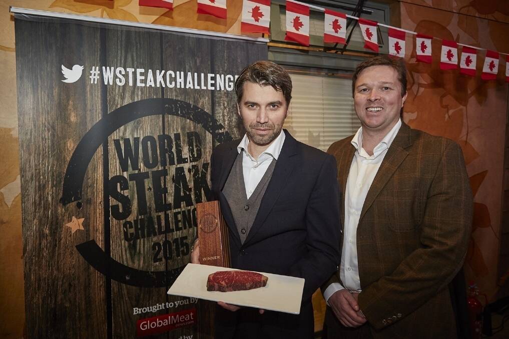 Frank Albers of Albers Foods and Patrick Warmoll, managing director of Warmoll Foods/Jacks Creek, at the World Steak Challenge in London last week.