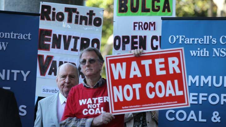 Alan Jones joins protesters against the Rio Tinto mine near Bulga in the Hunter Valley. Photo: Ben Rushton