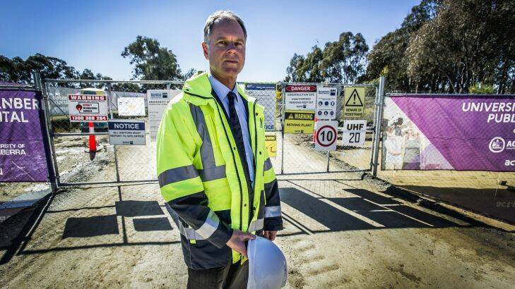 ACT Work Safety commissioner Greg Jones onsite at the UC public hospital. Canberra Times photo by Karleen Minney. 
