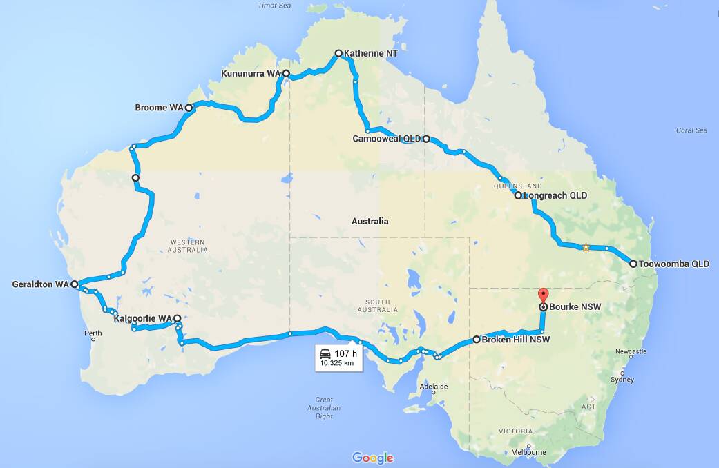 Miss Robertson's trip will tip the odometer at around 30,000km by the time she travels to the properties of rural Australia.  