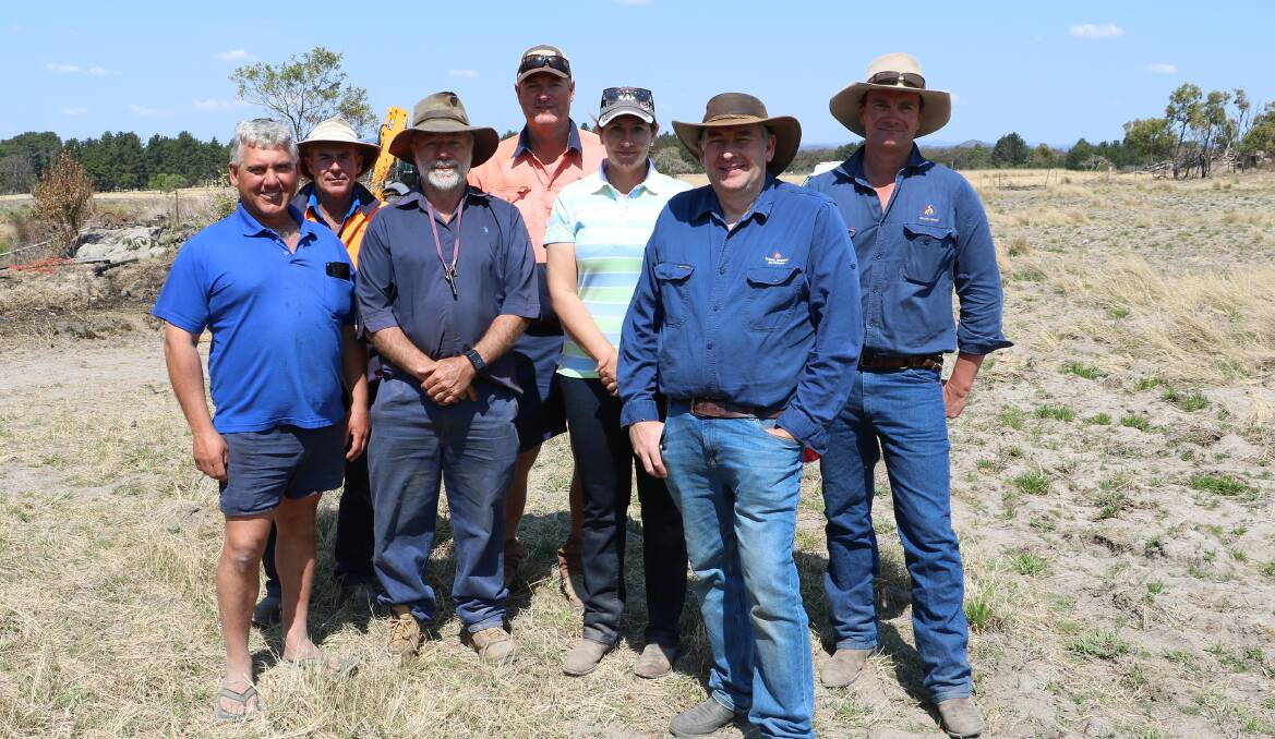 Project Team: (L- R) Con Petroccitto, field day host at The Summit; Nathan Ring, Darling Downs-Moreton Rabbit Board; Dr Dave Berman, USQ;  Mark Ridge, Darling Downs Moreton Rabbit Board; Vanessa Macdonald, QMDC; Peter Elsworth, Biosecurity Queensland and Craig Magnussen Southern Downs Regional Council.