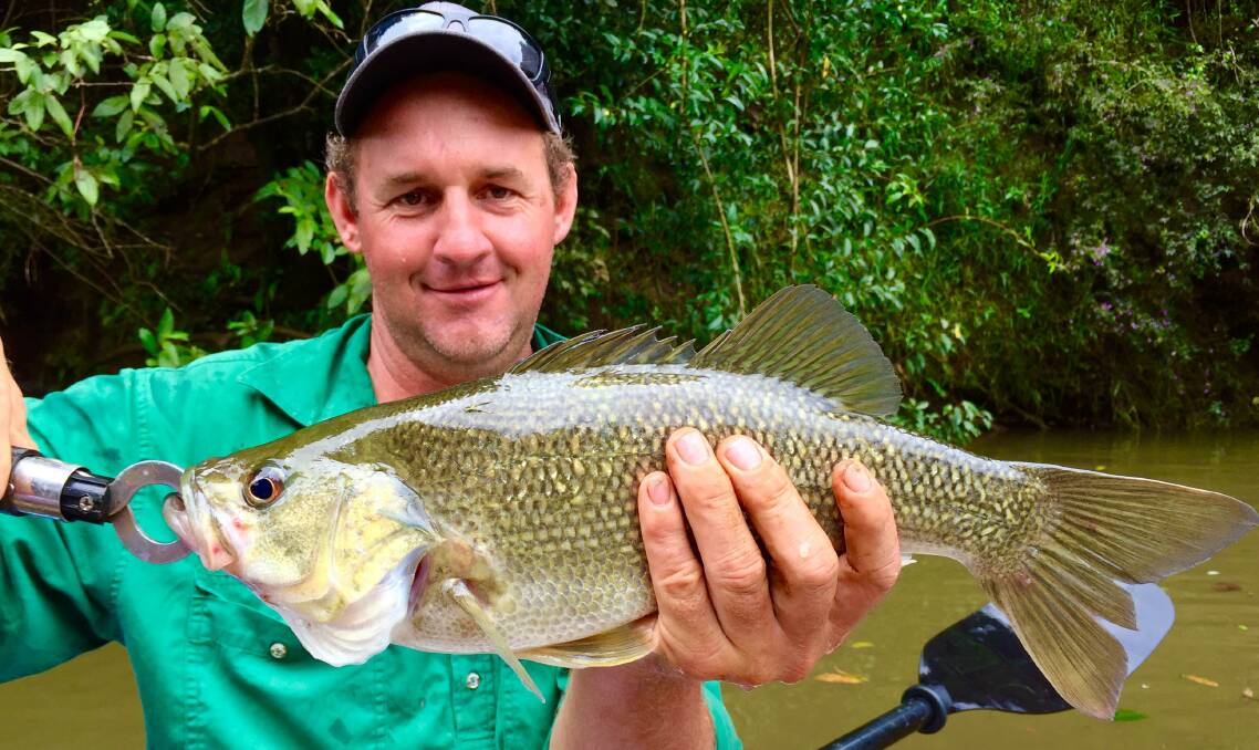 Joel Hall from Wean with a thumping 47 centimetre wild Australian Bass.