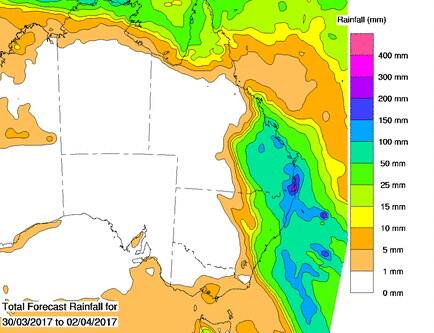 Where the rain is expected to fall. Map - BOM