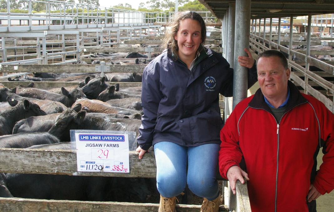 Mark Wootten, and daughter Nina, sold 800 head of their Jigsaw Farms spring drop weaners at Hamilton