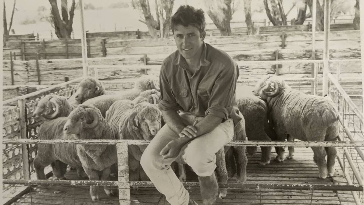 Tom Moxham with some young stud rams.