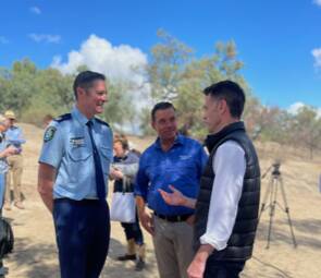 NSW Premier Chris Minns with Barwon MP Roy Butler during a trip to Menindee last week. Photo: Supplied