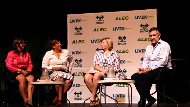 Engaging the world...Kylie Stretton, Samantha Townsend, Alison Penfold and Peter Lewis on a panel discussing how the industry can tell their story at the 2015 LiveXChange conference in Darwin. Photo: LiveXChange
