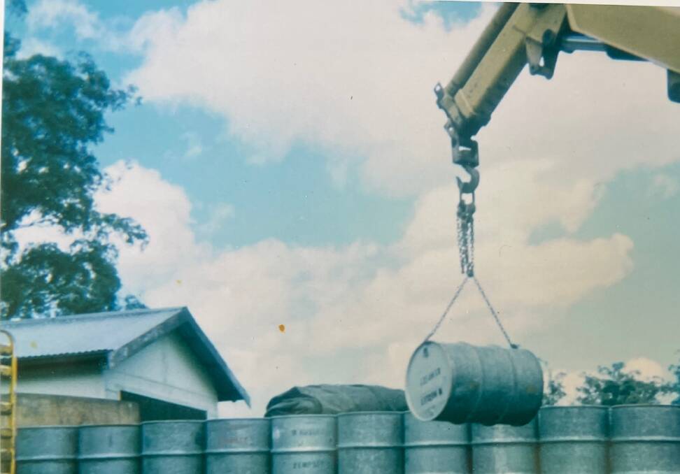 William Huxley Senior loading honey in 1988.