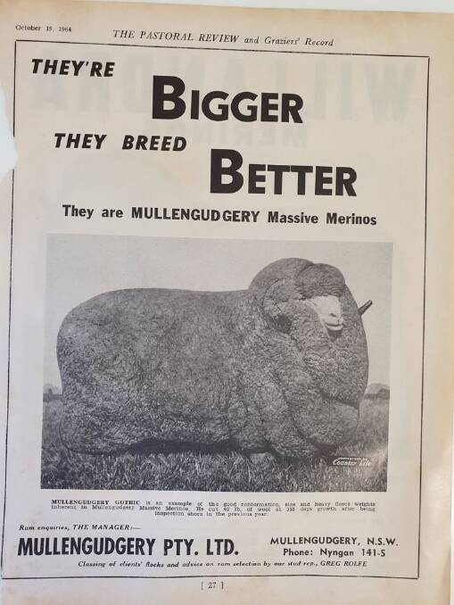 An advertisement that featured in The Pastoral Review and Grazier's Record in 1964. Photo: Mullengudgery