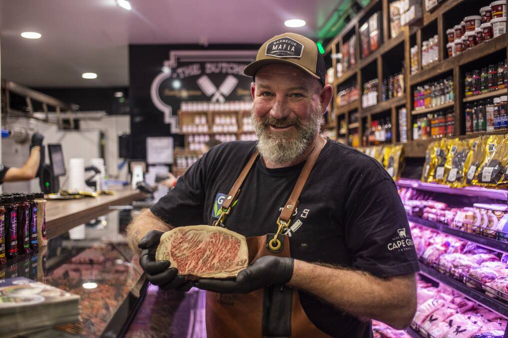 ON THE RISE: One of The Butcher Shoppe in Brisbane's managers Mike Smith says consumer interest in high-end products is rising. Pictures- Kelly Butterworth. 
