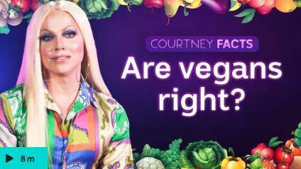 Host of ABC's Courtney Facts, Courtney Act. The TV segment has come under fire for its representation of the red meat industry. Image via ABC iView.