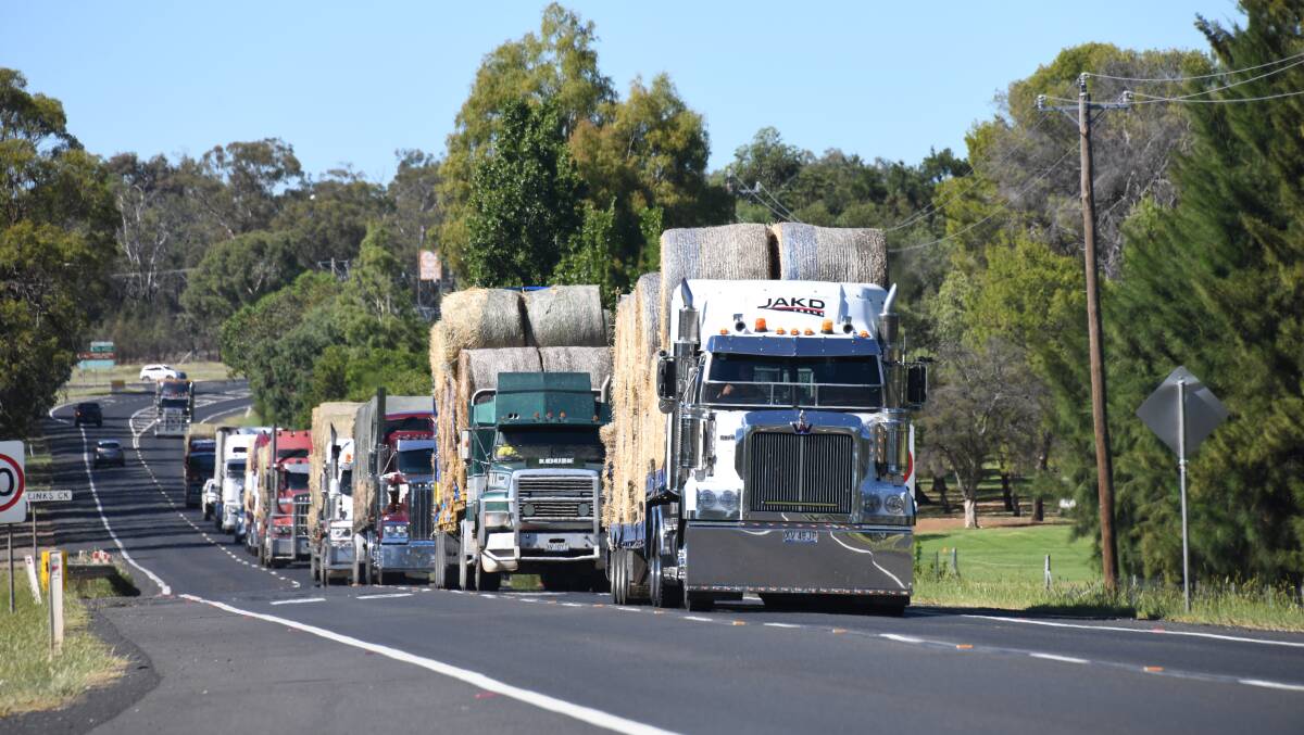 The convoy of trucks passed through Dubbo on the way to Walgett. Picture by Amy McIntyre