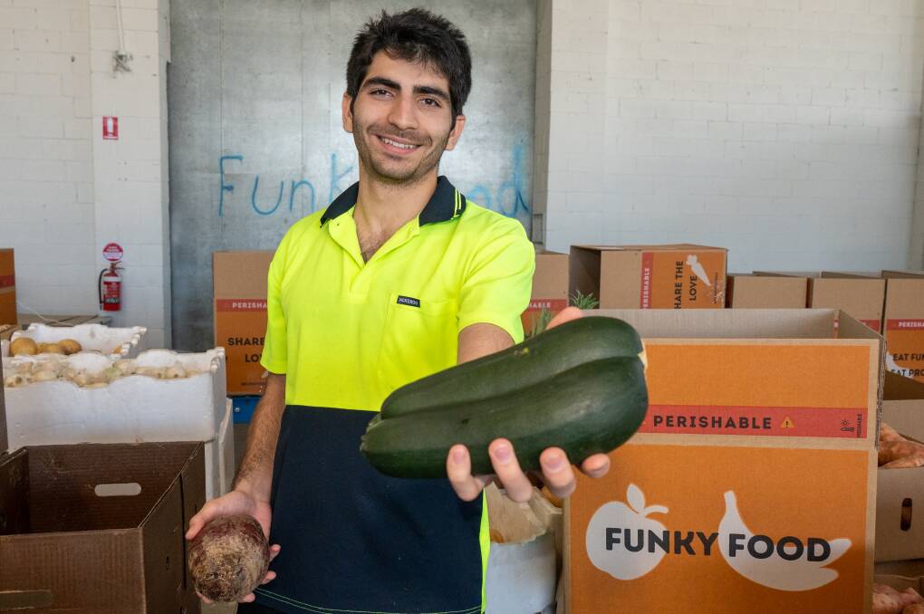 Giant bananas and beetroots and double cucumbers are just some of the items Kamran Kasaei-Nejad sells. 