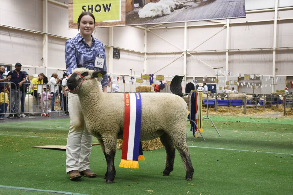 Grand champion Hampshire Downs ewe, exhibited by Southport, led by Monique Sherman. Picture: Clare Adcock