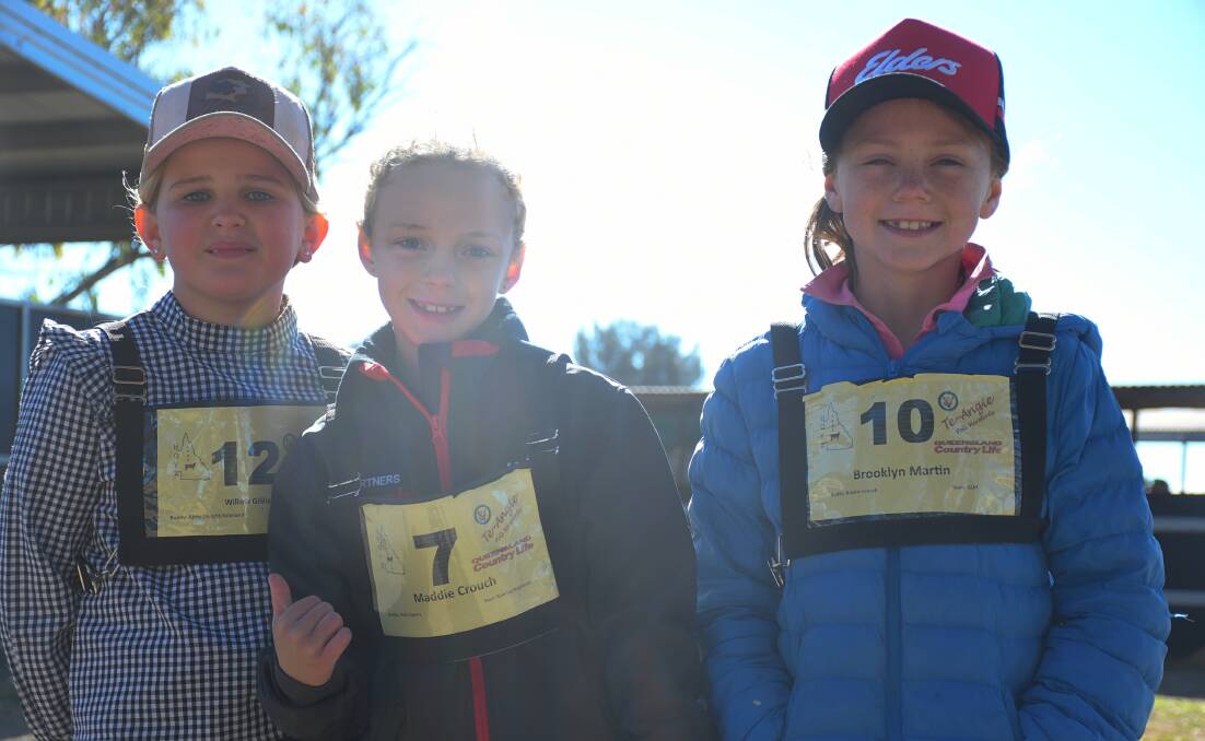 Willow Gilliand, Dalby, Maddie Crouch, Warwick, and Brooklyn Martin, Bowraville, NSW, braved the cold for the four days. Picture: Clare Adcock