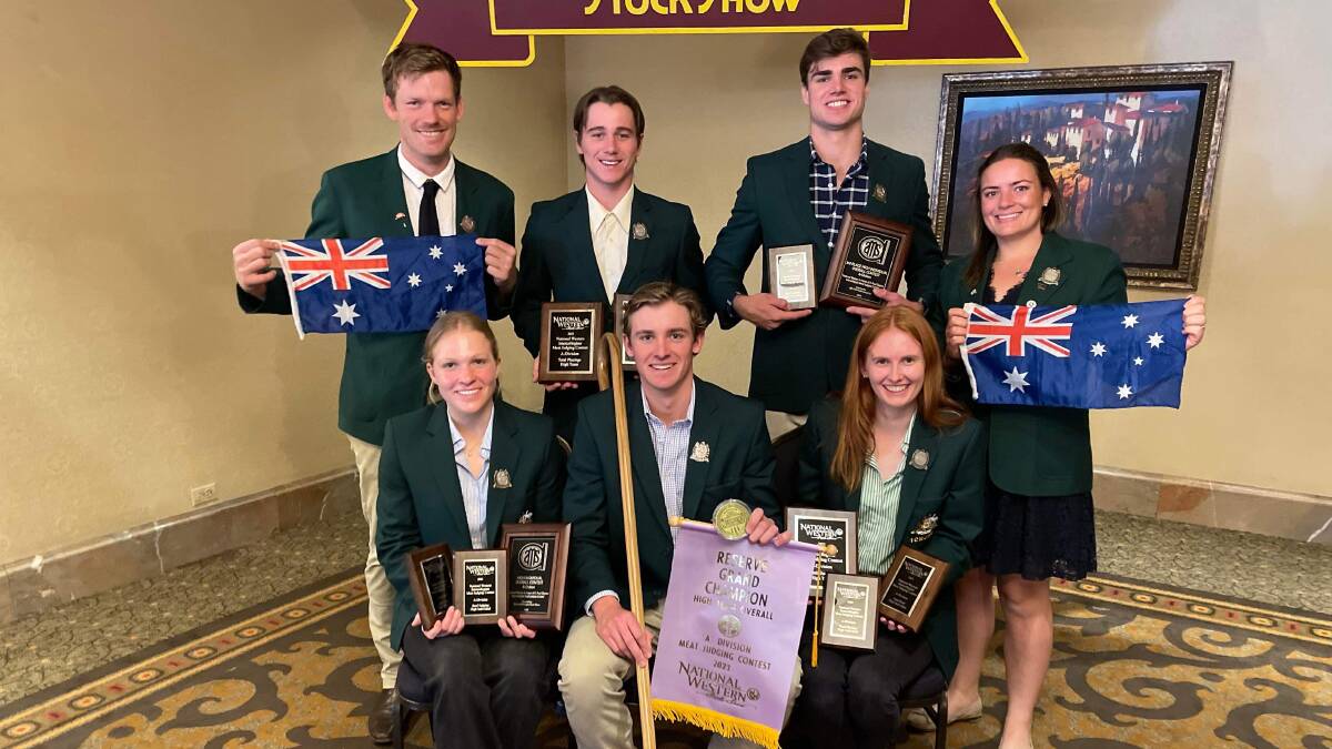 The team placed second overall at the National Western Meat Judging Contest in Colorado, just three points behind Washington State University.