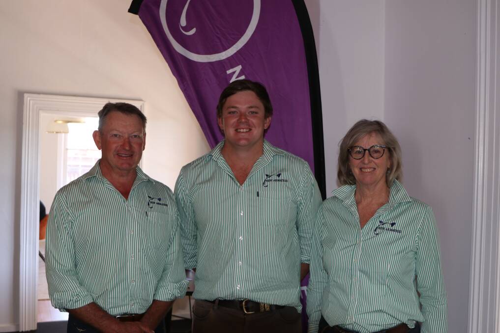 Craig, Jack, and Jenny Bradley, of New Armatree Border Leicesters, Armatree, at their recent industry forum in Dubbo.
