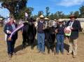 Gilgandra show: Interbreed champion female with Lyn Frecklington, Nathan Leech, Kahlissa Wykes, Hollywood Angus, Peak Hill, and Judge, Peter Cook, Barana Simmentals, Coolah