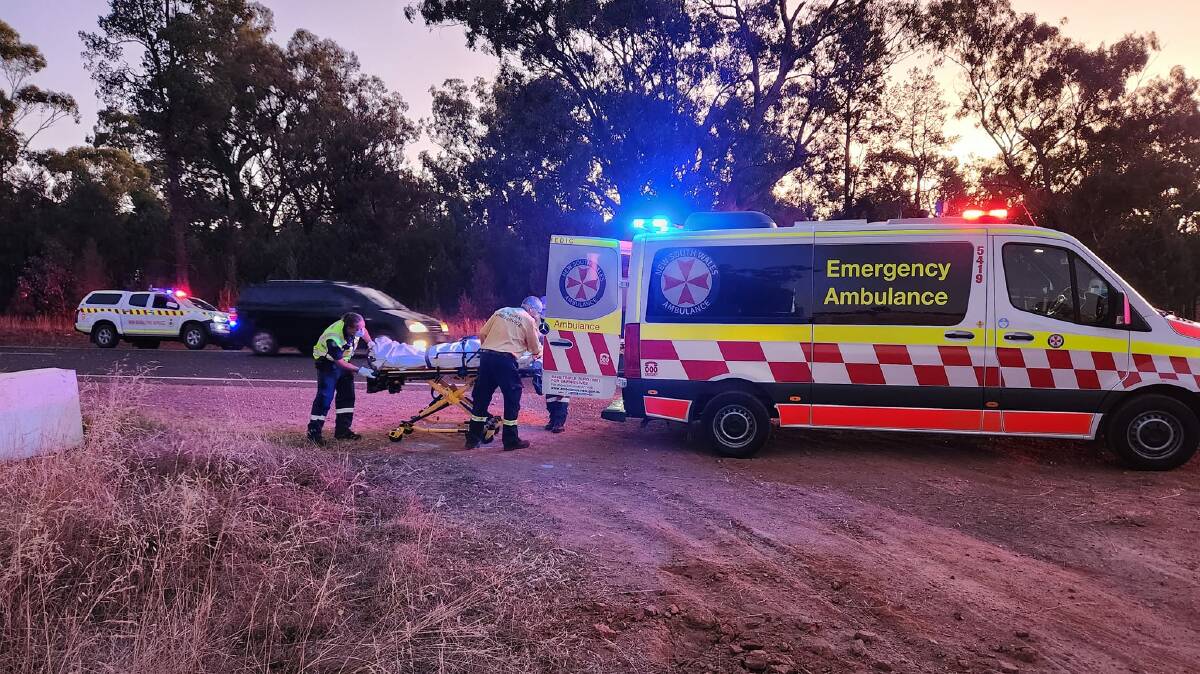 A driver had a lucky escape after a single-vehicle crash near Coolamon on Sunday evening. Picture by Coolamon RFS Brigade