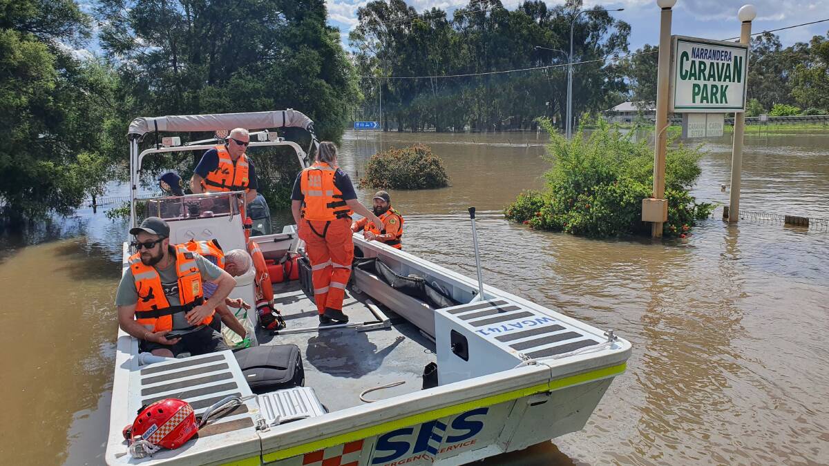 Parts of Narrandera were completely inundated when the river peaked at 8.5 metres on Tuesday. Pictures courtesy Alastair MacDonald