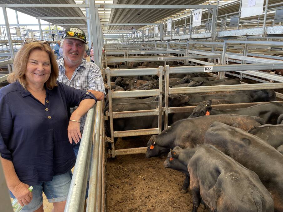 Heather and Ken Charters, Abbotslea, Caroona, bought 23 Angus steers for $1020 at the Tamworth store sale.