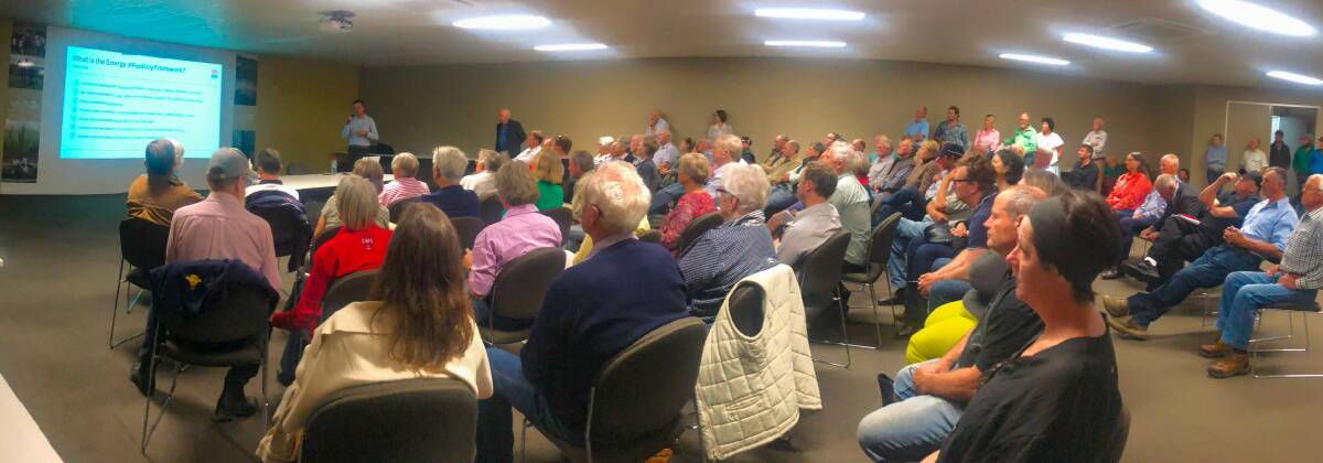 An estimated 150 people attended a meeting in Walcha, where the Department of Planning released their draft plan for renewables. Picture supplied by Voice for Walcha
