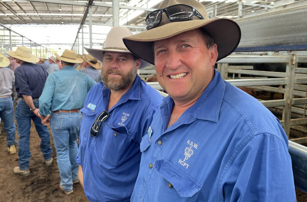 Detective Senior Constables from the Rural Crime Protection Team, Tim Montgomery and Jim Miller were among the many onlookers at the Inverell store cattle sale.