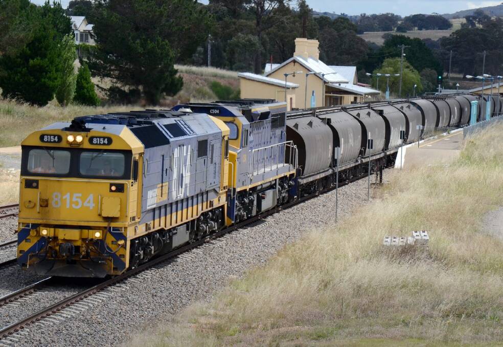 A Port Kembla-bound Pacific National export wheat train. Picture by Leon Oberg