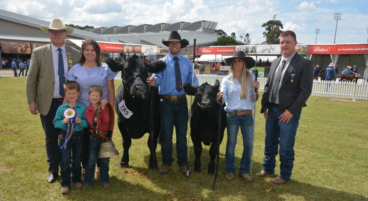 Stuart and Kylie Hobbs, Hobbs Livestock, Molong claims senior and grand female award and best Simmental exhibit.