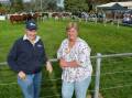 Holbrook Show Society committee member, Rita Bowler, and secretary, Debbie Mills, with the new cattle arena during the recent Limousin National Show and Sale. 