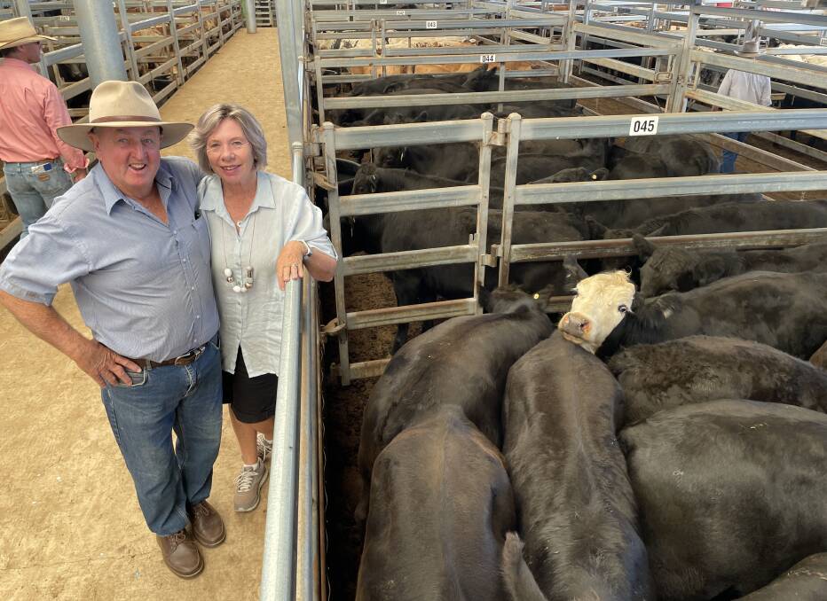 Mick and Tracy Gooch, Jimarie, Wallabadah sold 15 Angus and Angus-cross steers for a $1470 average. Picture by Simon Chamberlain