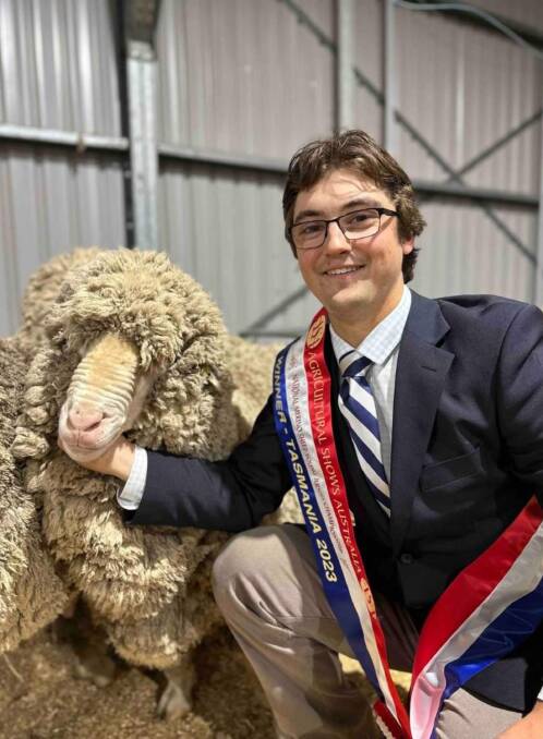 Lindsay Brown won the National Merino Sheep Young Judges Competition held at the recent Royal Launceston Show. Picture supplied by Agshows Australia