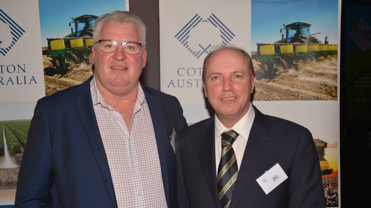 Cotton Seed Distributors general manager Growth and Development, James Quinn with Dr Iain Wilson, CSIRO, Canberra.