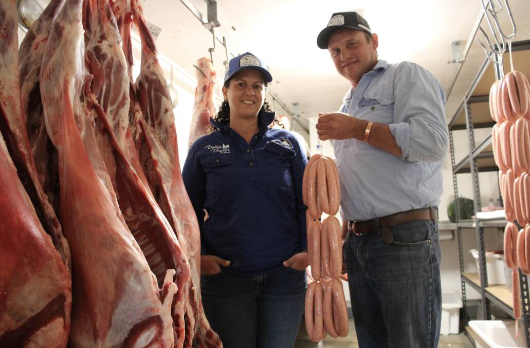 Danielle and Cameron Douglas, Crawney, market their own lamb and beef. Picture by Alexandra Bernard.