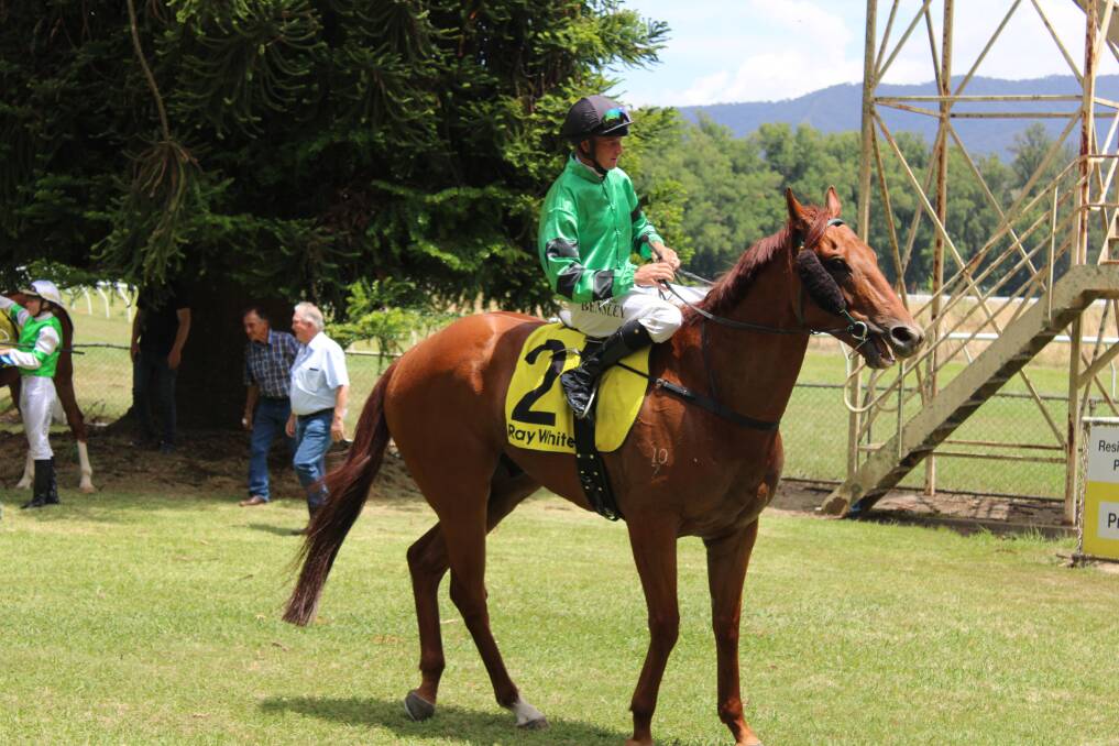 Canberra-based jockey Richard Bensley rode Ronny Rock Art to victory in the Benchmark 50 Handicap over 1000m on Boxing Day in Tumut for Goulburn trainer Neil Osborne. Picture by Jimmy Meiklejohn