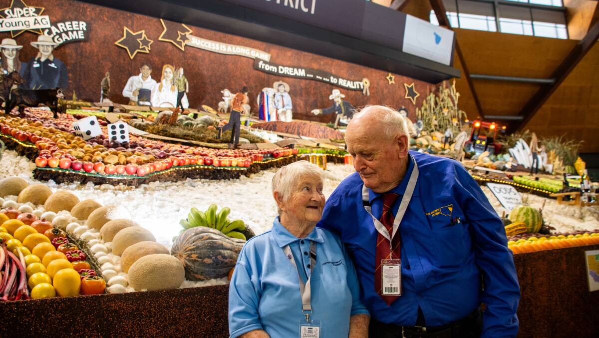 Central District Exhibit volunteers Maureen and John Barnes, Bandon Grove, at the 2024 Sydney Royal Easter Show. Picture by Elka Devney