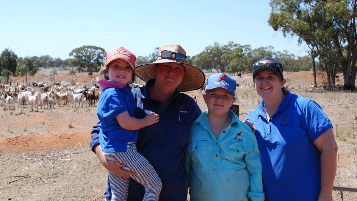 The Maher family of Mt Hope Station, Mt Hope. Pictured is Tully, 4, Katie, Stevie, 9, and Sarah Maher. 