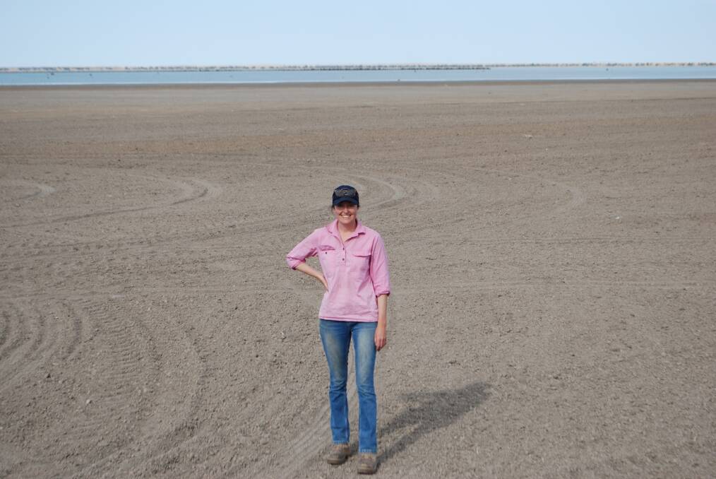 Emily Clothier, Polia Station, stands on the shores of Lake Mindona, which is usually dry but can reach 9000 hectares at capacity.