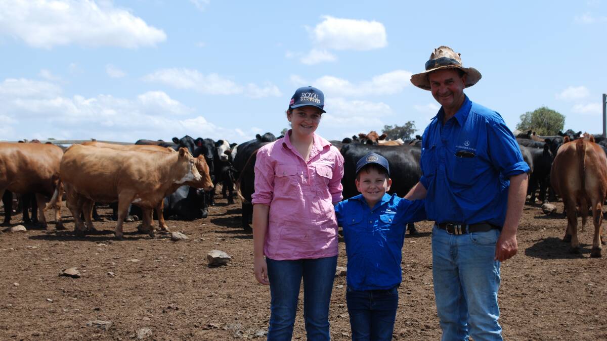 Zara, 14, George, 7, and Stephen Gill, Alexander Downs, Merriwa. Picture by Rebecca Nadge