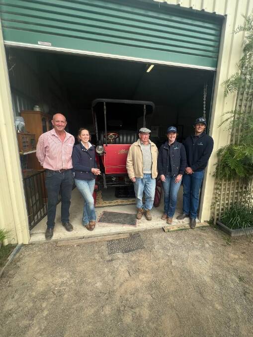 James and Miller agents Bruce Holden and Abbey Weincke, with vendor Ross Mineham, Stockinbingal, and Josie Doyle and Luke Thorsby from AuctionsPlus. Photo supplied. 